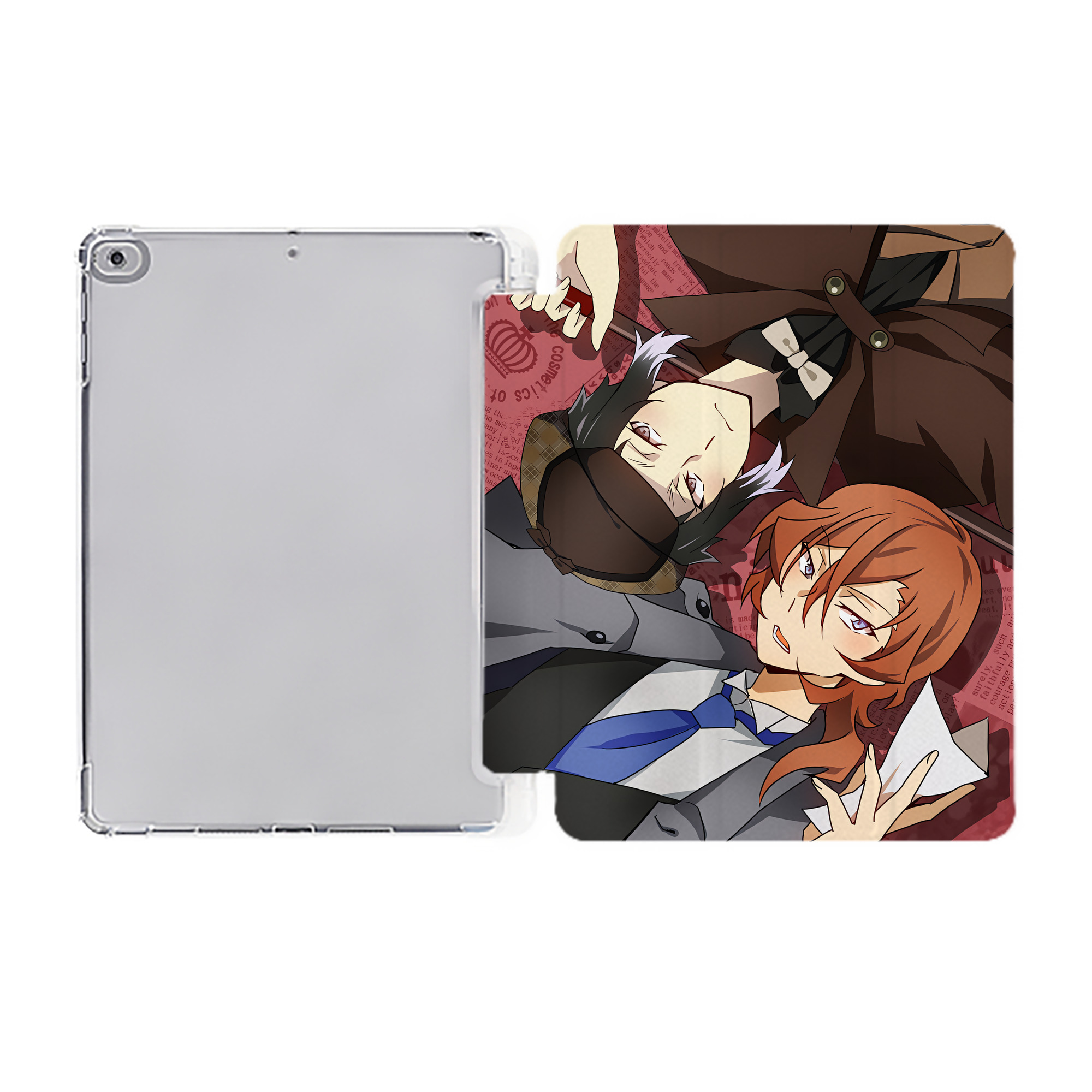 （画像用） 文豪ストレイドッグス Bungo Stray Dogs IPad ケース ペン収納付き 三つ折りスタンド PUレザー×シリコン 対応機種9.5/10.5/10.9インチ